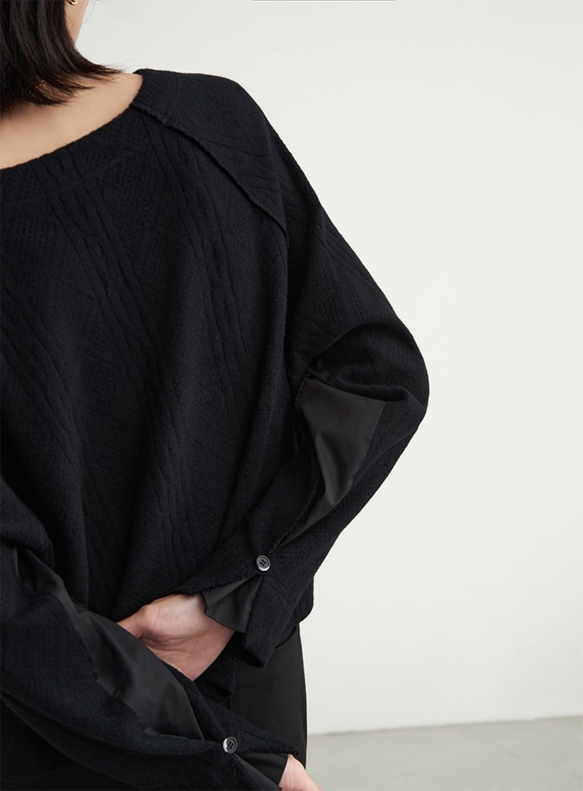 異材質拼接休閒上衣